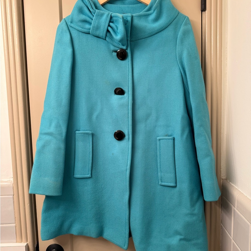 Kate Spade Turquoise Coat with Polka Dot Lining